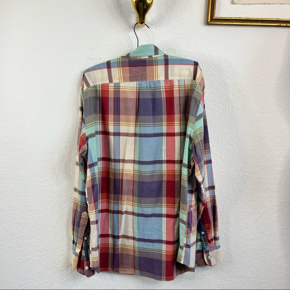 J Crew Madras Plaid Button Front Shirt - Picture 4 of 6